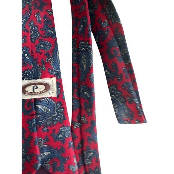 BURT PULTIZER Men's Vintage Blue Red Paisley Silk Tie - Picture 5 of 5